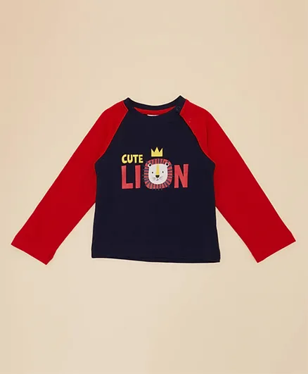 R&B Kids Cute Lion Graphic T-Shirt - Navy Blue