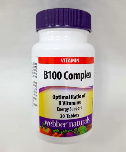 Webber Naturals Vitamin B100 Complex - 30 Tablets