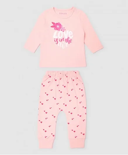 Zarafa Love Is In The Air Graphic T-Shirt & Joggers Set - Pink
