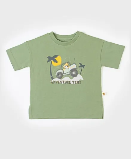 Cheekee Munkee Safari Embroidered & Graphic T-Shirt - Green