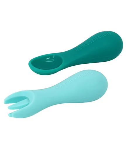 Marcus and Marcus Silicone Palm Grasp Spoon & Fork Set  - Ollie