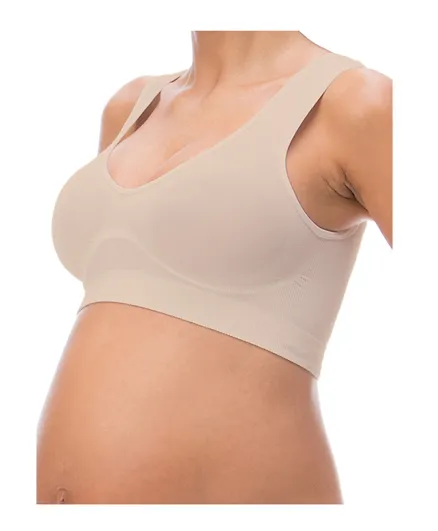 RelaxMaternity 5310 Non-wired Push-up Maternity Bra With Wide Straps - Nude
