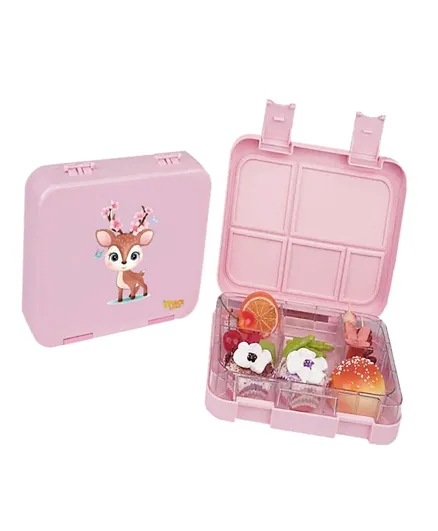 Snack Attack Deer Posing 5 Compartments Bento Lunch Box - Pink