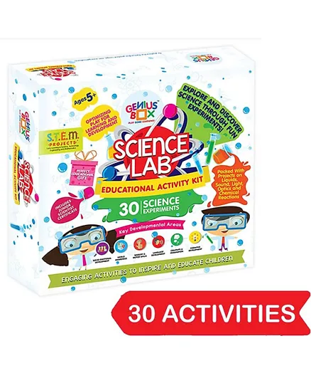مجموعة الأنشطة التعليمية جينيس بوكس 30 لمختبر العلوم والتجارب العلمية والتعلم - متعددة الألوان