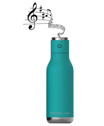 Asobu Wireless Double Wall Insulated Stainless Steel Water Bottle with a Speaker Lid  Turquoise - 500 ml