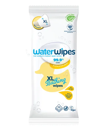 WaterWipes Sensitive Nose To Toes Bathing Wipes XL - 16 Pieces