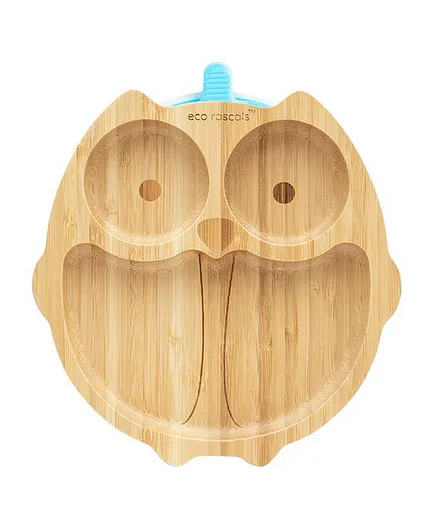 Eco Rascals Bamboo Owl Plate Gift Set - Blue