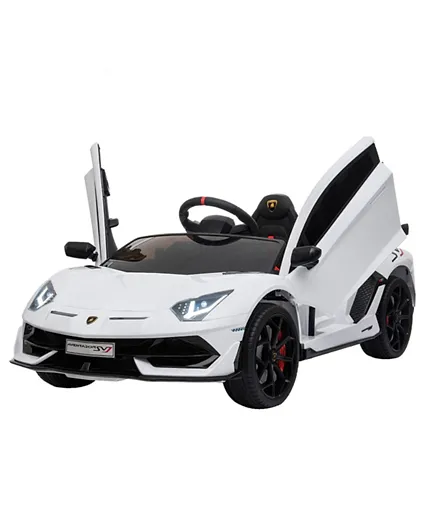 Babyhug Lamborghini SVJ Licensed Battery Operated Ride On with Music & LED Lights and Remote Control - White