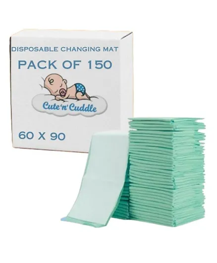 Cute 'n' Cuddle Disposable Changing Mats Green - 150 Pieces