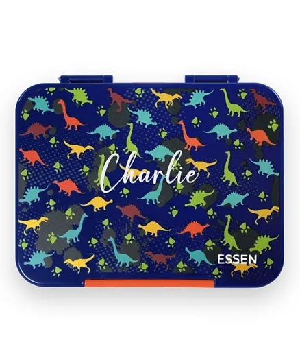 Essen Personalized Bento Lunch Box Large with 4/6 Compartment - Blue Dinosaur