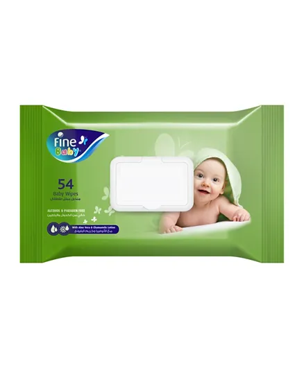 Fine Baby Wet Wipes with Aloe Vera & Chamomile Lotion - 54 Pieces