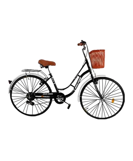 MYTS JNJ Kids City Bike Steel Bicycle With Basket Black - 66 cm