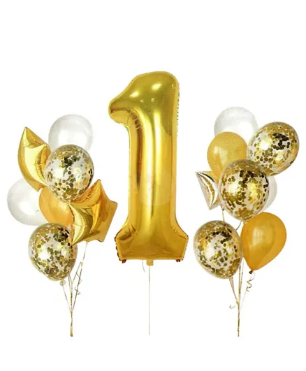 Party Propz 1st Birthday Decoration Foil Balloon Combo - Pack of 16