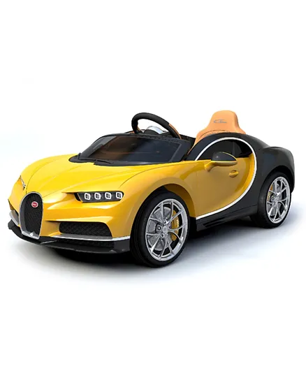 Buggati Chiron Licensed Battery Operated Ride On with Remote Control - Yellow & Black