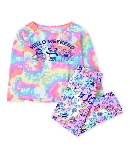 The Children's Place 2Pc Tie Die Hello Weekend Pajama Set - Multicolor