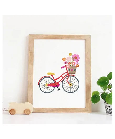 Sweet Pea Floral Bicycle Wall Art Print