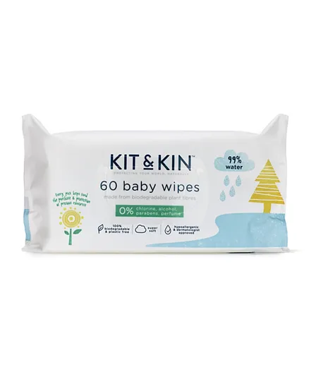 KIT & KIN Biodegradable Baby Wipes - 60 Pieces