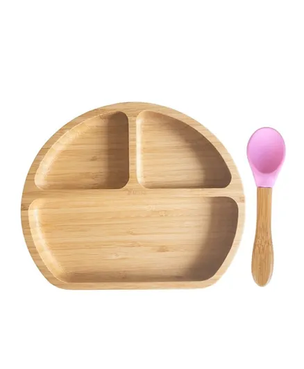 Myna Box Round Bamboo Plate - Pink