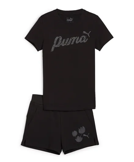 PUMA Blossom Tee & Shorts/Co-ord Set - Black
