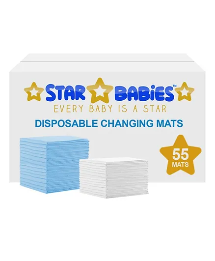 Star Babies Disposable Changing Mats - 55 Pc