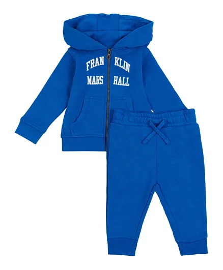 Franklin & Marshall Vintage Arch Logo Zip Hoodie and Joggers Set - Nautical Blue