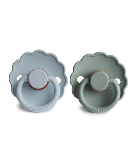 FRIGG Daisy Latex Baby Pacifier Powder Blue/Lily Pad Pack of 2 - Size 2