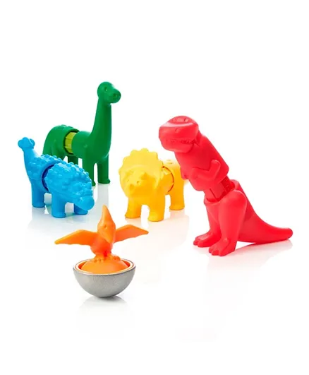 SmartMax My First Dinosaurs Magnetic Discovery Building Set with Soft Animals Multi Color - 14 Pieces