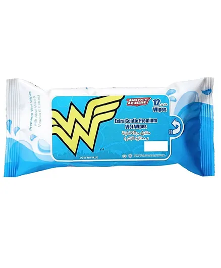 Warner Bros Wonder Woman Extra Gentle Premium Wet Wipes - 12 Wipes