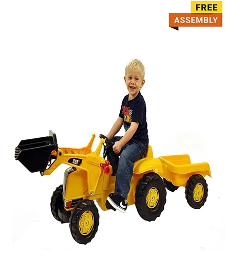 Rolly Toys Kid Ride-On CAT Front Loader Tractor with Trailer