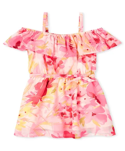 ذا تشيلدرنز بليس فستان بأكتاف مكشوفة بنقشة وردية للأم وطفلتها - وردي