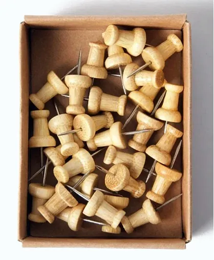 Onyx And Green 3902 Bamboo Push Pins Brown - 30 Pieces