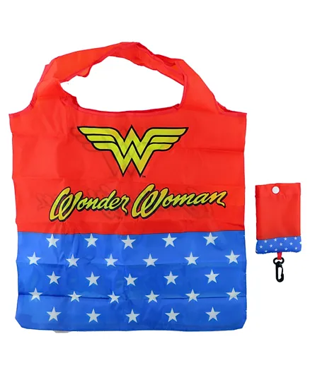 DC Comics Wonder Woman Foldable Travel / Shopping Bag - Blue Red