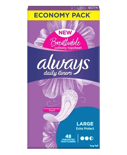 Always Daily Liners Extra Protect Pantyliners Large - 48 Pieces