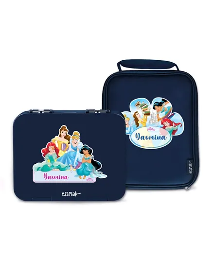 Essmak Personalized Bento Pack Disney 4 Princesses Blue - Set of 2