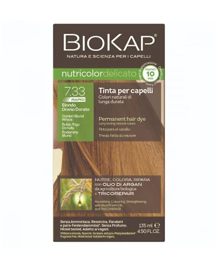 Biokap Nutricolor Delicato Rapid 7.33 Golden Blond Wheat - 135 ml