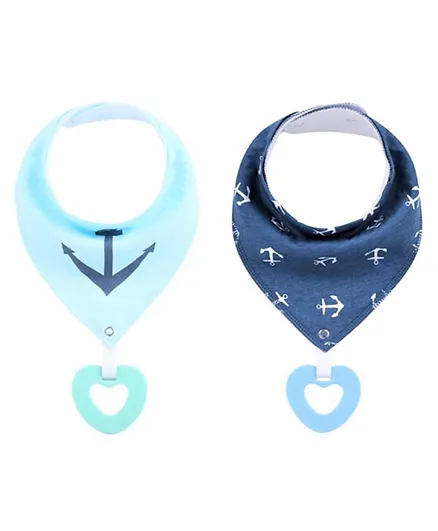 Little Story Bandana Drool Bibs Anchors Multi Color - Pack of 2
