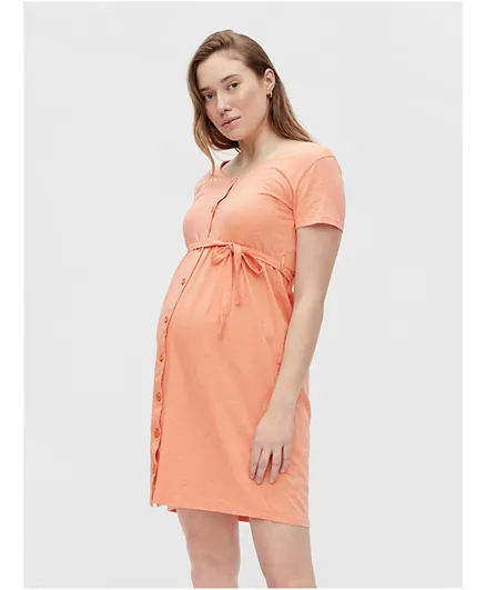 Mamalicious Front Button Feeding Dress - Coral Reef