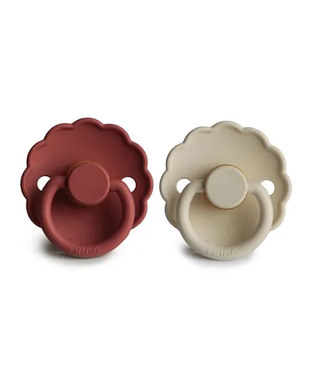 FRIGG Daisy Latex Baby Pacifier 2-Pack Baked Clay/Cream - Size 2