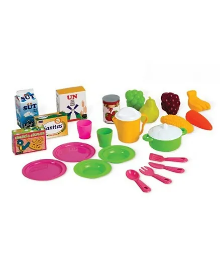 لعبة عربة البازار مع طعام من ديدي بألوان متعددة - 23 قطعة