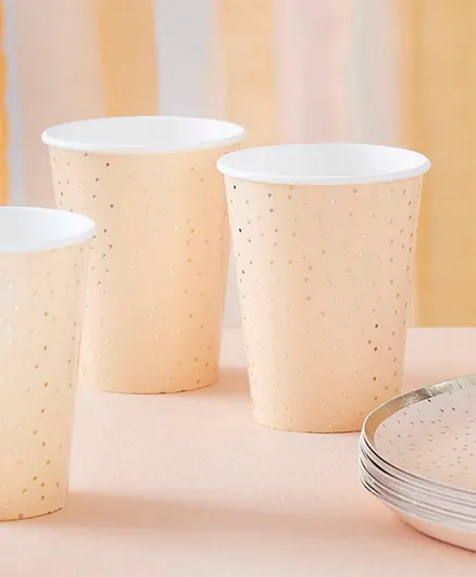 Ginger Ray Peach and Gold Polka Dot Paper Cups