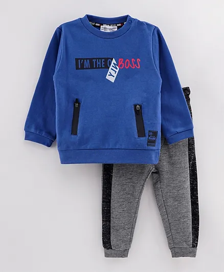 Babybol Baby's Graphic Sweatshirt & Pants Set - Blue