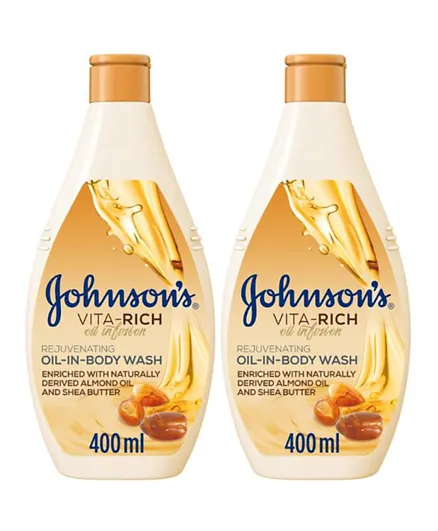 Johnson's Vita Rich Oil Infusion Body Wash Pack of 2 - 400mL Each