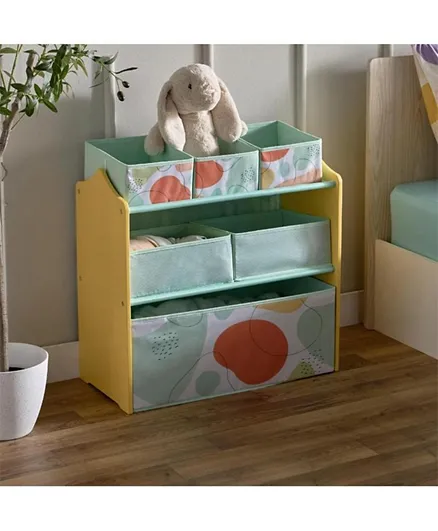 HomeBox Flutterby Candice Colorchoc Fabric Storage Rack with 6 Bins - Green