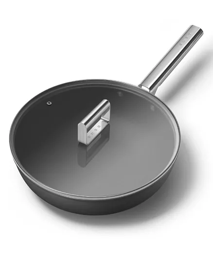 Smeg Non-stick Wok Pan With Lid Black - 5.2L