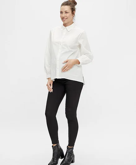 Mamalicious Elastic Waist Maternity Pants - Black