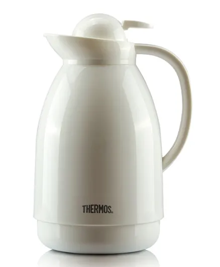 Thermos Patio 100 Carafe Vacuum Insulated Glass Flask 1L - White
