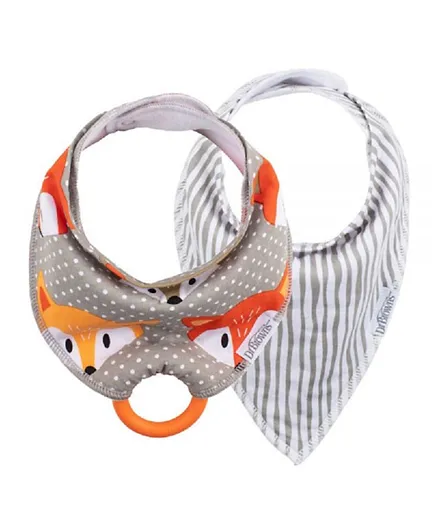 Dr. Brown's Bandana Bib with Teether  Fox/Stripes - Pack of 2
