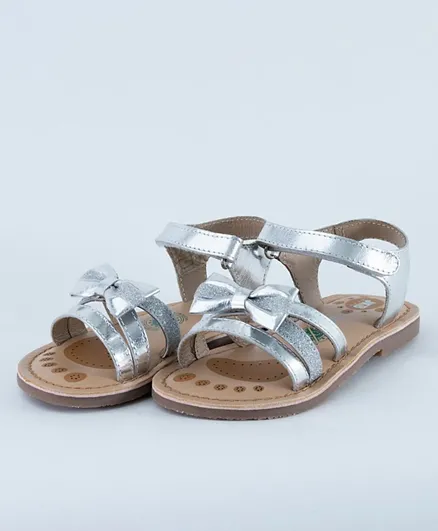 Just Kids Brands Vivian Single Velcro Flat Sandals - Silver