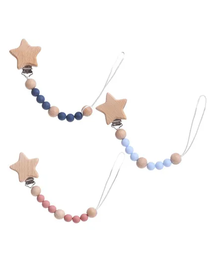 Factory Price Star Silicone and Wooden Pacifier Clip