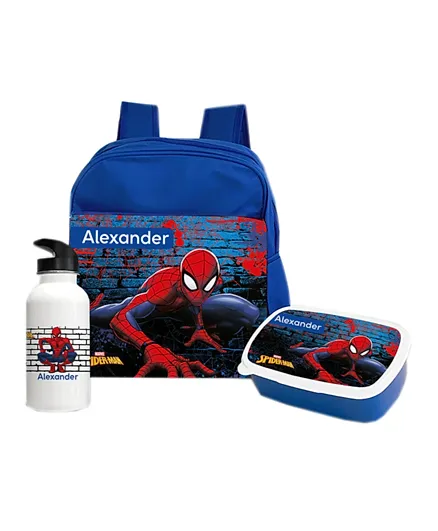 Essmak Marvel Spiderman Blue Personalized Backpack Set - 11 Inches